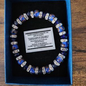 Murano glass and Swarovski crystal 'symphony' stretch bracelet (made in Venice)